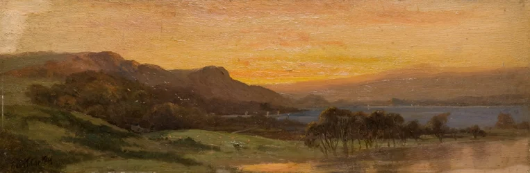 Coucher de soleil, scène de lac